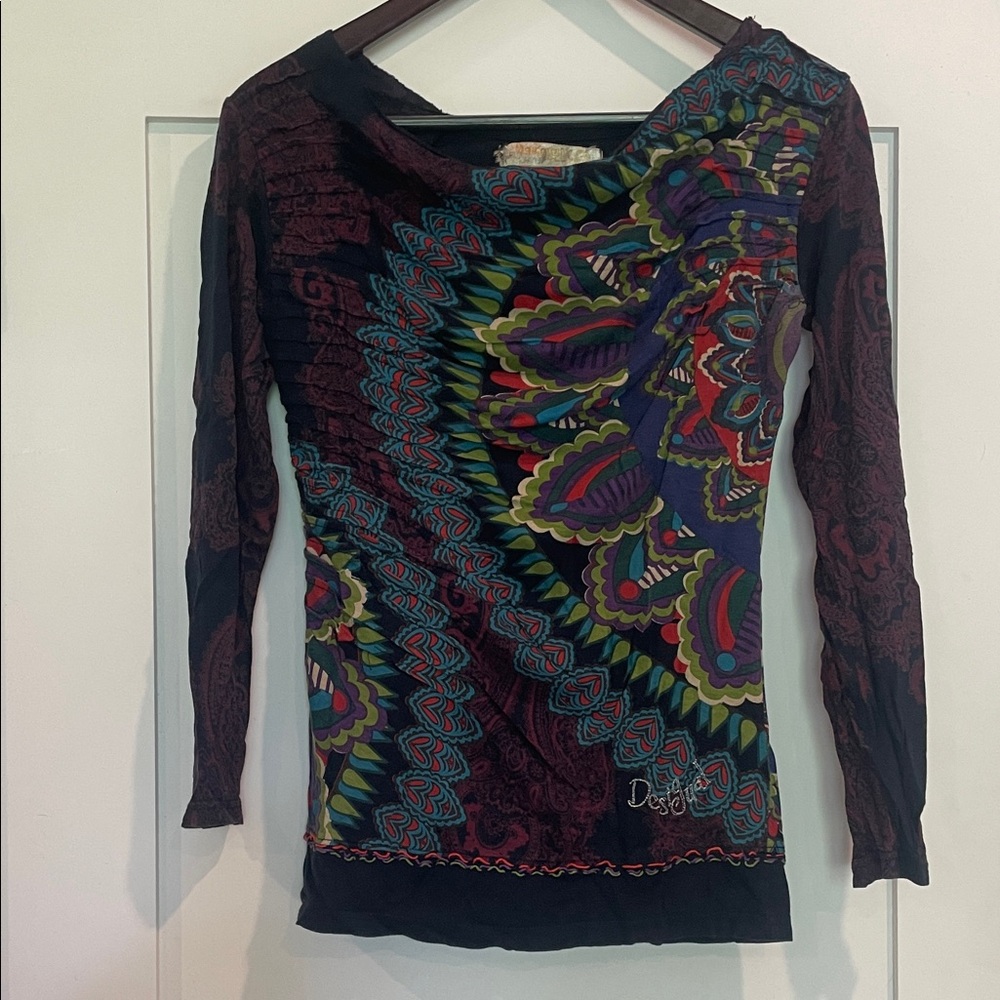 Desigual Artistic Pattern Long Sleeve Top